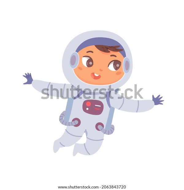 Kid Astronaut Flying Zero Gravity Vector Stock Vector (Royalty Free ...