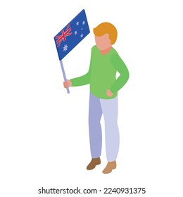 Kid Australia flag icon isometric vector. World holding. Child party