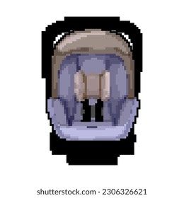 kid baby car seat game pixel art retro vector. bit kid baby car seat. old vintage illustration