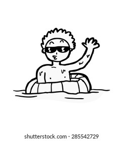 kid with baby floating