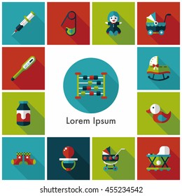 Kid and baby icons set