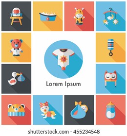 Kid and baby icons set