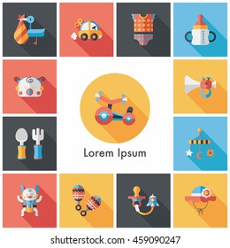 Kid and baby icons set