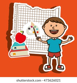 kid back to school on notebook paper  isolated icon design, vector illustration  graphic 