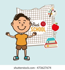 kid back to school on notebook paper  isolated icon design, vector illustration  graphic 