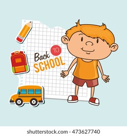 kid back to school on notebook paper  isolated icon design, vector illustration  graphic 