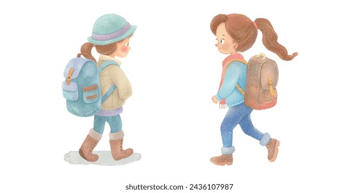 kid back to school watercolour vector illustration