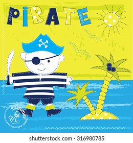 Kid background with pirate for baby shower,T-shirt design,greeting card