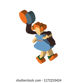 Kid with balloons isometric left top view 3D icon