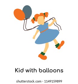 Kid with balloons vector vector isolated on white background for your web and mobile app design, Kid with balloons vector logo concept