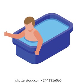 Kid bath boy icon isometric vector. Cute happy. Smile young