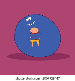 kid been hold by a monster as symbol of depression , autism and mental illness,vector,illustration.