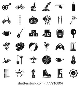 Kid bicycle icons set. Simple style of 36 vector icons for web isolated on white background