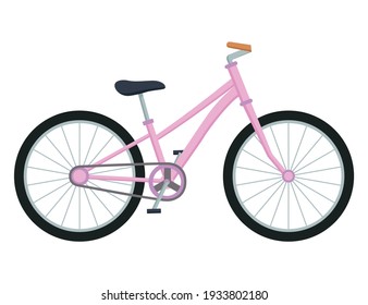 Kid bicycle on white background. Children bike, vector illustration
