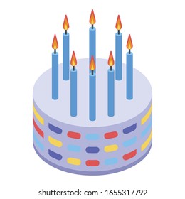 Kid birthday cake icon. Isometric of kid birthday cake vector icon for web design isolated on white background