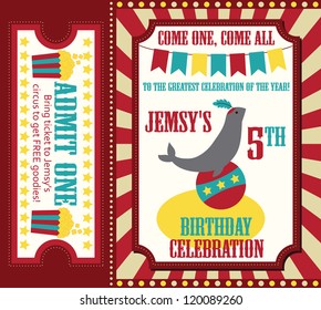 kid birthday invitation card design. vector illustration