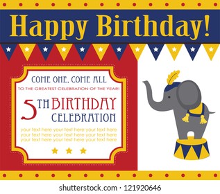 kid birthday invitation card design. vector illustration