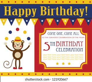 kid birthday invitation card design. vector illustration