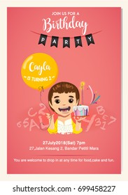 Kid Birthday Party Celebration Invitation Card