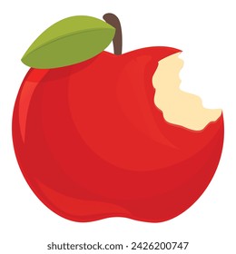 Kid bite apple icon cartoon vector. Organic nutrition. Element ripe juice