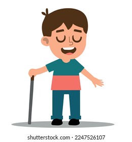 kid blind disabled vector illustration.