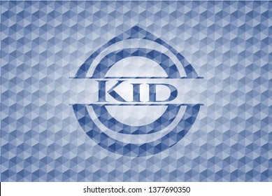 Kid blue polygonal emblem.