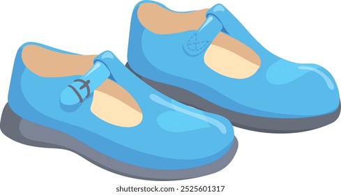 Kid blue shoes. Cute walking footwear icon isolated on white background