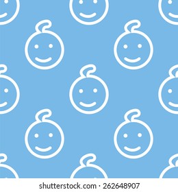 Kid blue with white seamless pattern for web design. Vector symbol