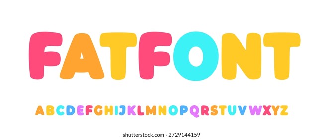 Kid Bold Color Font Logo Alphabet Ballon Letter Set Bunte abgerundete Typografie, Kreative Blase Typografie Design für Kindergarten Titel Text, Schulüberschrift, Kinderschrift. Vektorschriftart