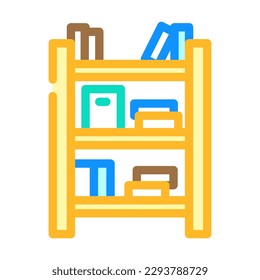 kid bookshelf bedroom color icon vector. kid bookshelf bedroom sign. isolated symbol illustration