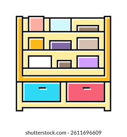 kid bookshelf bedroom color icon vector. kid bookshelf bedroom sign. isolated symbol illustration