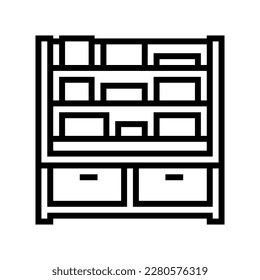 kid bookshelf bedroom line icon vector. kid bookshelf bedroom sign. isolated contour symbol black illustration