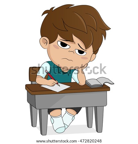 Kid Boring About Sometingback Schoolvector Illustration เวกเตอร์สต็อก