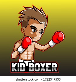 Kid boxer esport mascot logo design