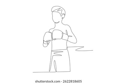 Kid boxing conceito desenho de uma linha