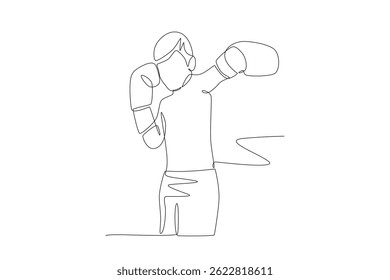 Kid Boxing Konzept einzeilige Zeichnung