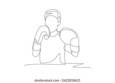 Kid boxing conceito desenho de uma linha