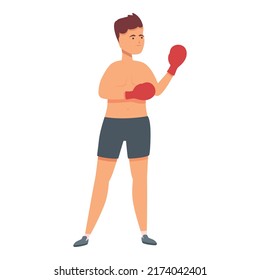 Kid boxing icon cartoon vector. Happy child. Student activity