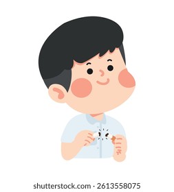 Kid boy breaking cigarette student cartoon