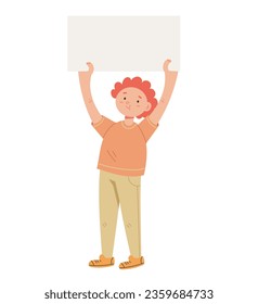 Kinder-Kind süße Charakter halten Zeichen-Plakatkonzept. Vektorgrafik-Design-Illustration
