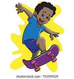 kid Boy child design kindergarten colorfull childish drawing color skate skateboard skateboarding slide sport