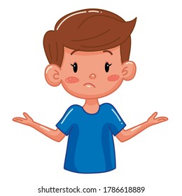 Kid boy with different emotions. Isolated illustration on white background. Vector. Cartoon. Flat. Face expression