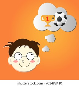 kid / boy dreaming to be a number one of football player in the future