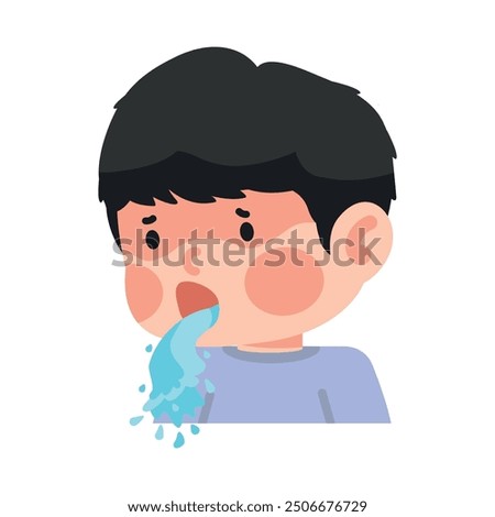 Kid boy feels sick and vomit