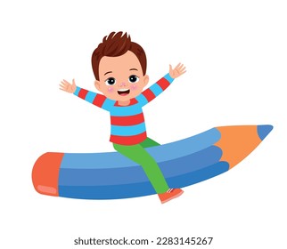 Niño volando a lápiz
