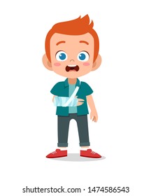 kid boy with fracture arm vector