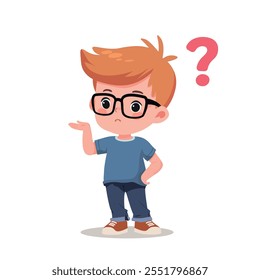 kid boy guestion vector illustration