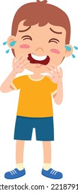 Kid boy is hand foot mouth disease concept design of vector illustration 