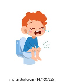 Kid Boy Having Diarrhea Vector