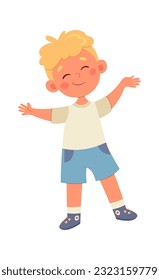 Kid Boy Hugging Vector Illustration
